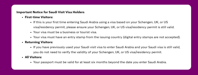 visa on arrival saudi