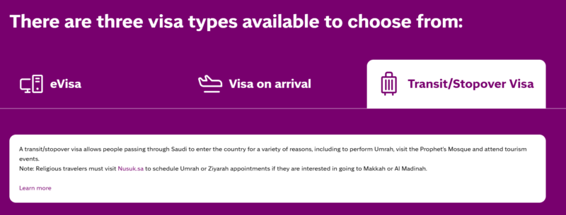 saudi arabia transit stopover
