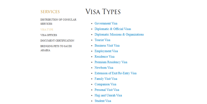 visa types saudi