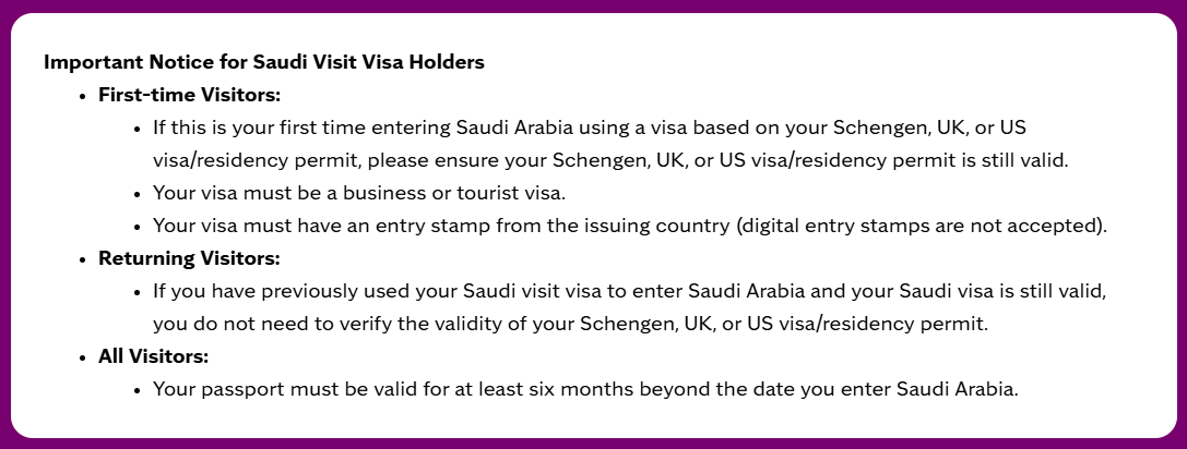 Saudi Arabia Visa for Aruban Citizens